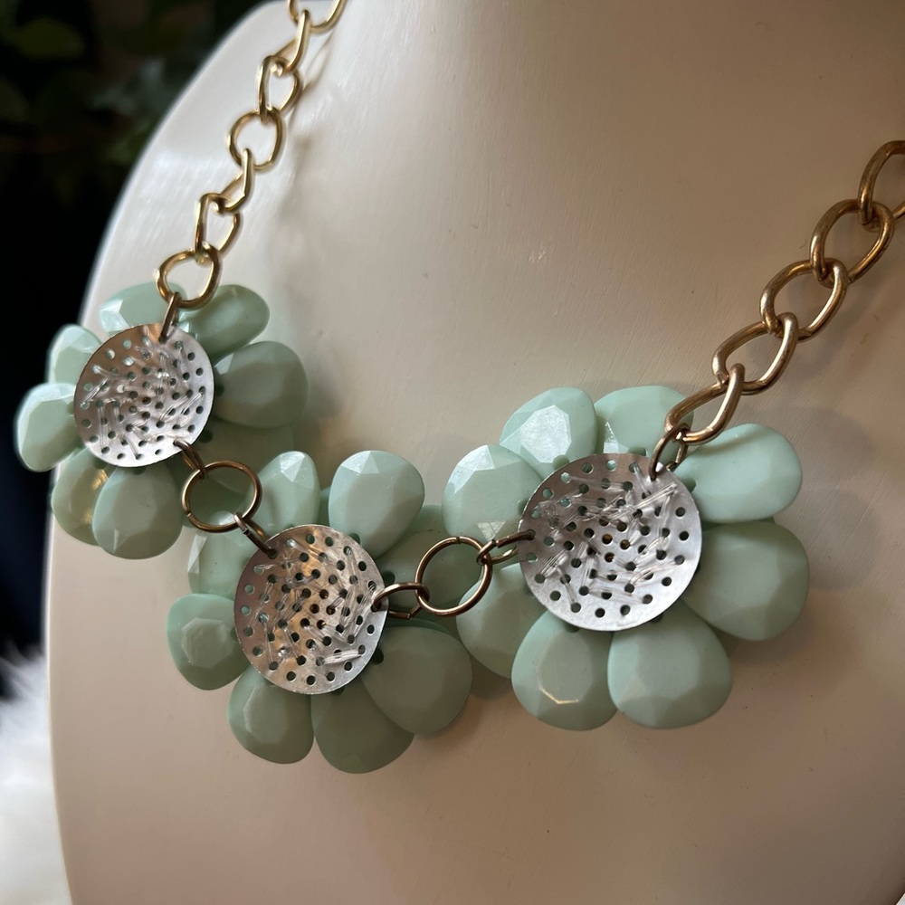 Mint Floral Statement Necklace - image 2